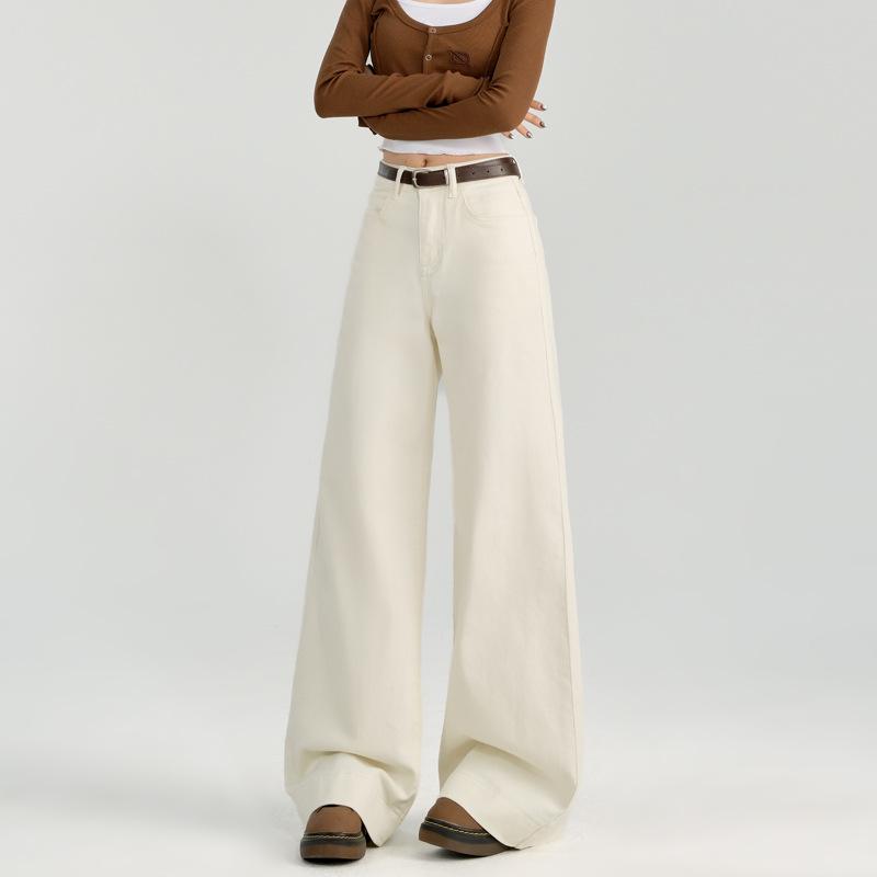 Women's Retro Denim Blue Wide-Leg Jeans - Spring 2025 Collection