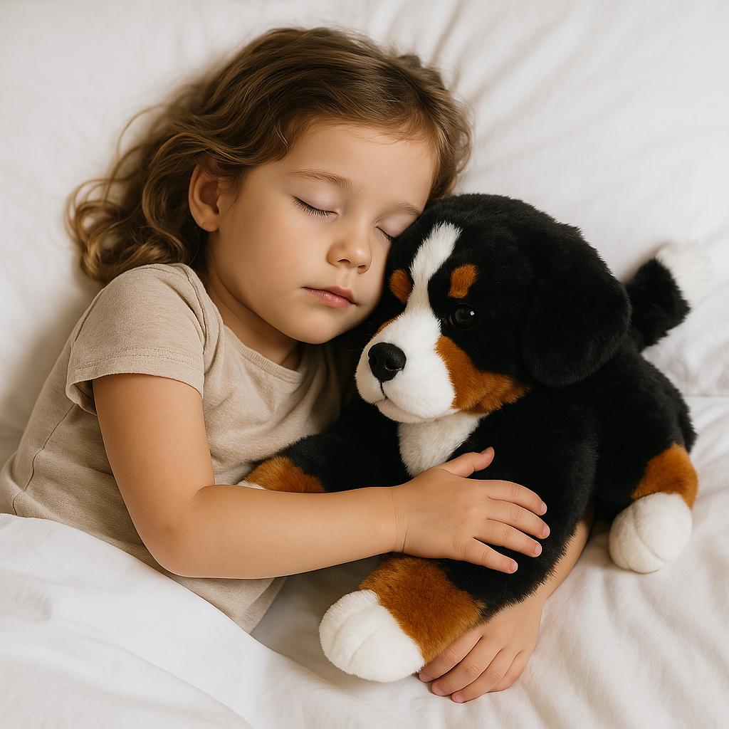 13-Zoll Berner Sennenhund Plüschtier - Super Realistische Simulationshundepuppe Weiches und Niedliches Haustierkissen Kindergeschenk Geburtstag C