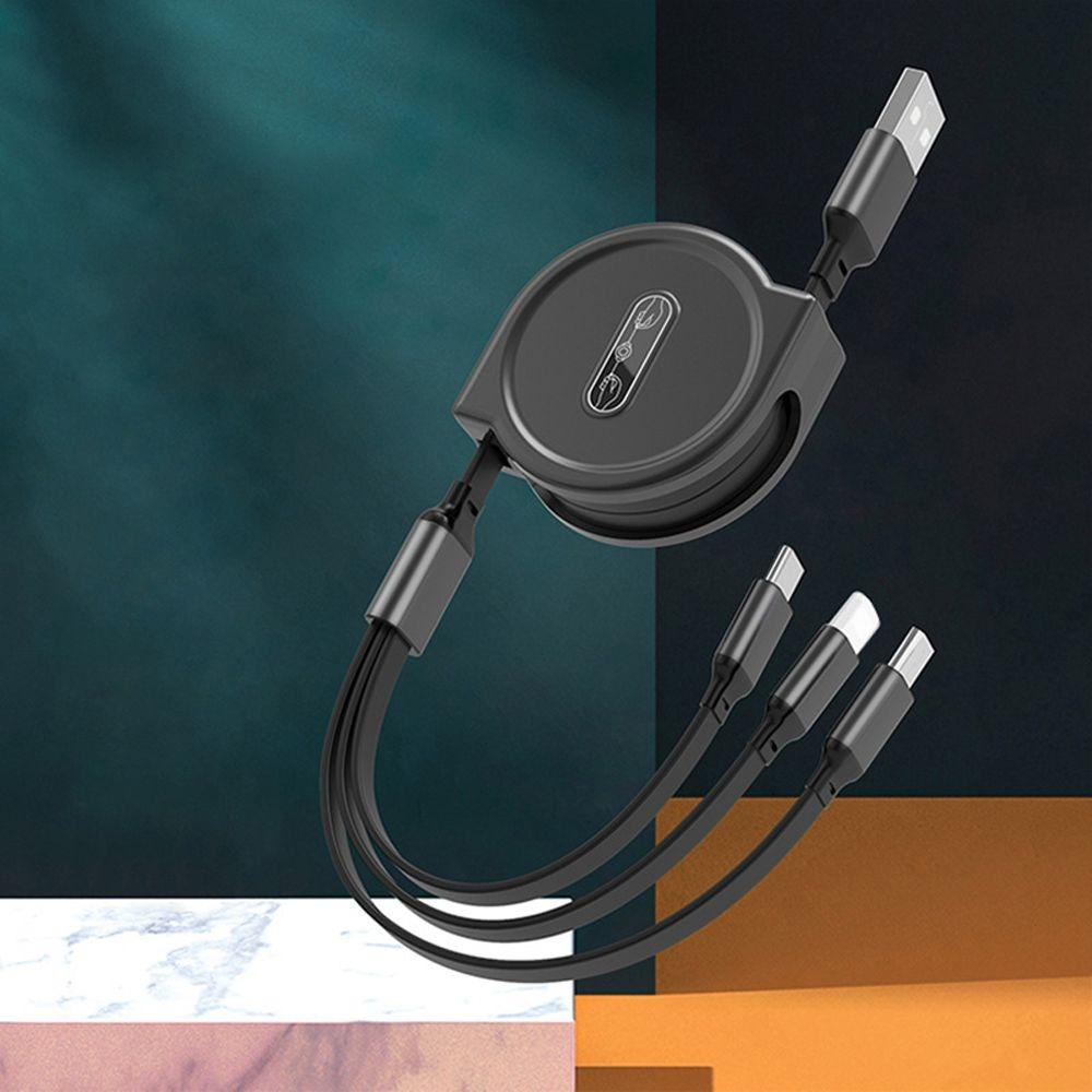 Neues einziehbares Schnellladekabel für Android TYPE-C Apple Xiaomi Samsung geflochtenes Drei-in-Eins-Mobiltelefondatenkabel