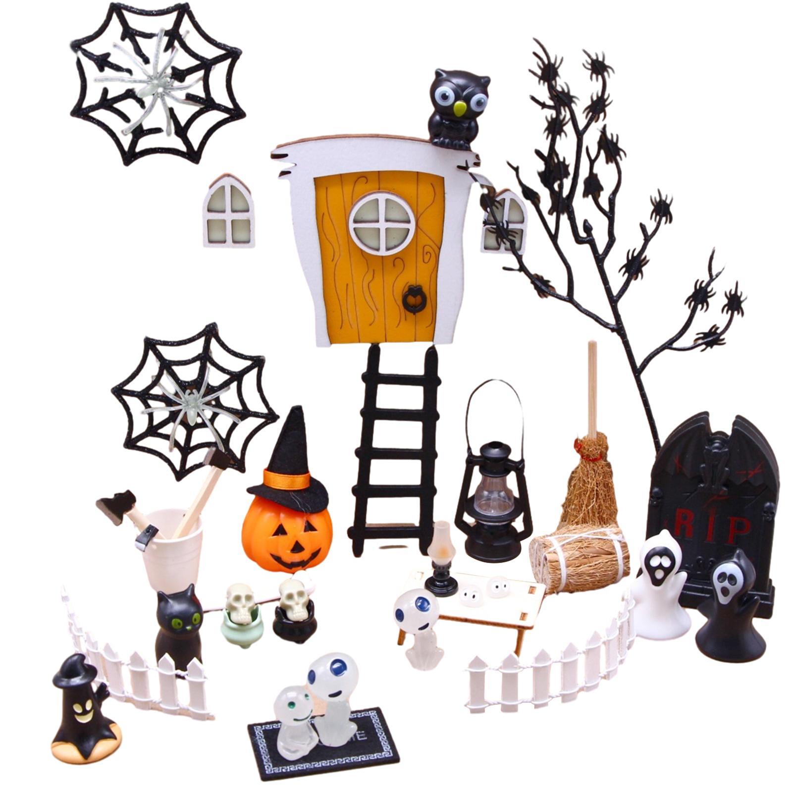 

Миниатюрная сцена кукольного домика на Хэллоуин, садовый пейзаж на Хэллоуин, мини-многоразовый аксессуар для кукольного домика