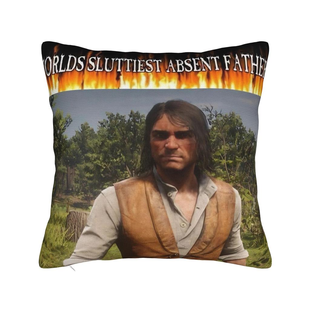Gaming RDR2 Arthur Morgan Square Pillow Cases US West Cowboy Cushion Covers Awesome Zipper Decorative Pillowcover for Home 18"