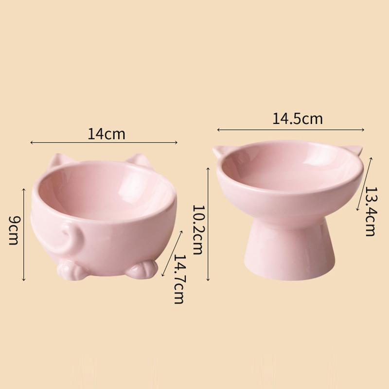 Creative Ceramic Drinking Water Food Bowls, Anti Overturning Neck Protection, Large caliber, Cute Cat Bowl, Pets Supplies, 1Pc