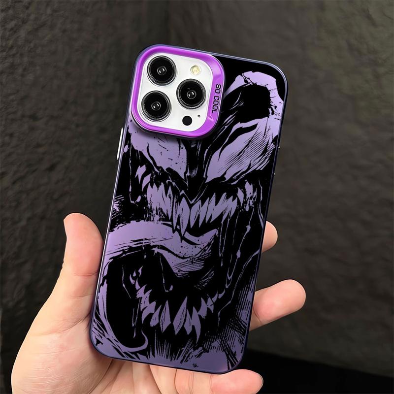 Skvělé barevné stříbrné pouzdro Marvel Venom pro Apple iPhone 15 14 13 11 12 13 Pro Max 14 Plus Funda Luxusní zadní kryt telefonu