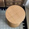 Handwoven Rattan Bamboo Storage Side Table, French Countryside Nightstand, Accent End Table - Boho Rustic Farmhouse Decor
