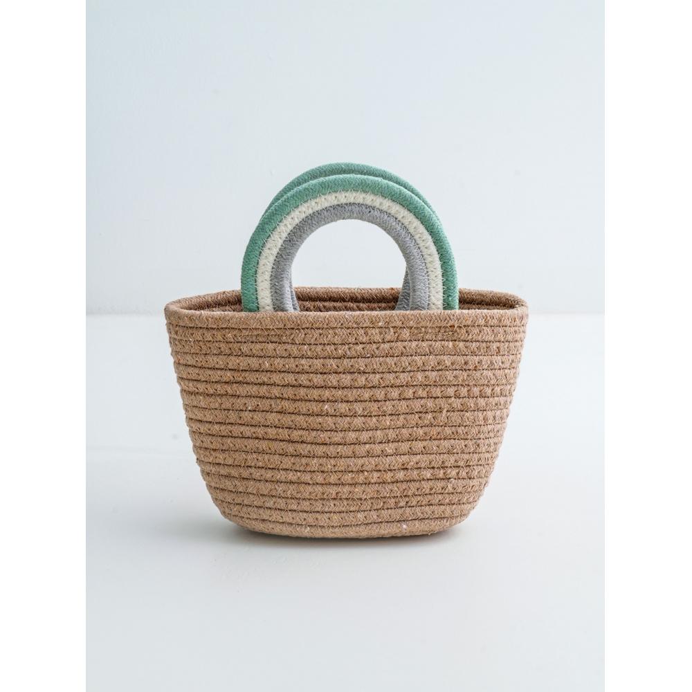 Bolsa con Asa Tejida Daiso Verde Marrón