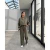 Spring Round Neck Fashionable Simple and Atmospheric Hoodie Jacket with Casual Straight Leg Pants