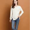 Fall/Winter Women's Crewneck Sweater Loose Slit Knitwear Pullover Solid Color Stretch Knit Top