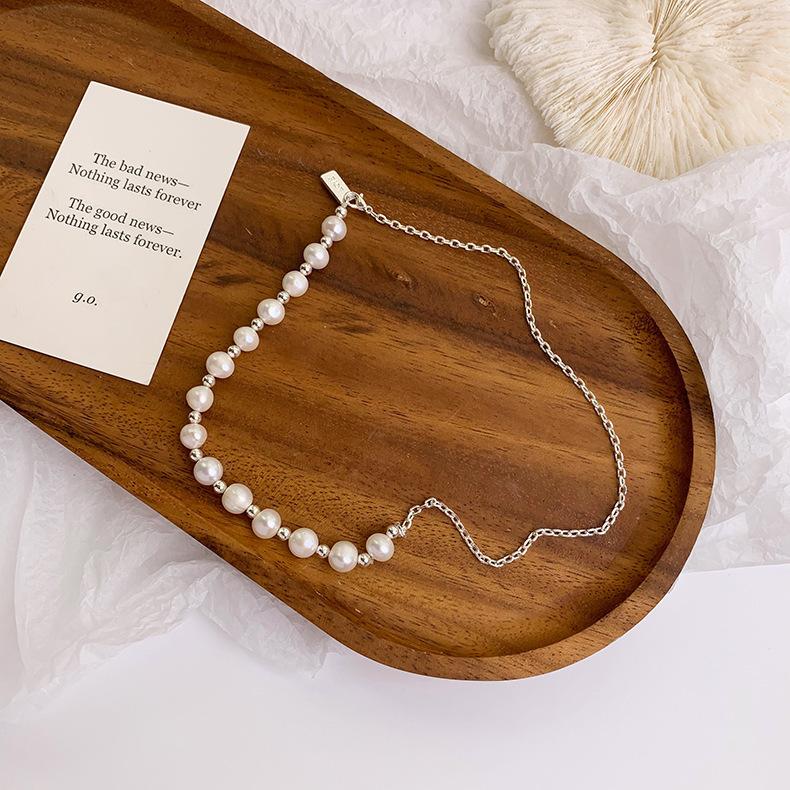 

Freshwater pearl love necklace collarbone chain cold wind pearl chain neck chain