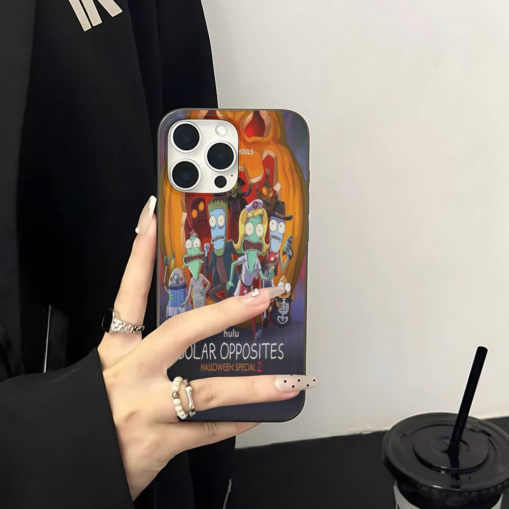 S-Solar O-Opposites Cartoon Soft Corrugated Phone Case For IPhone 11 12 13 14 15 16 17 Pro Max Plus Pro Shockproof Cover