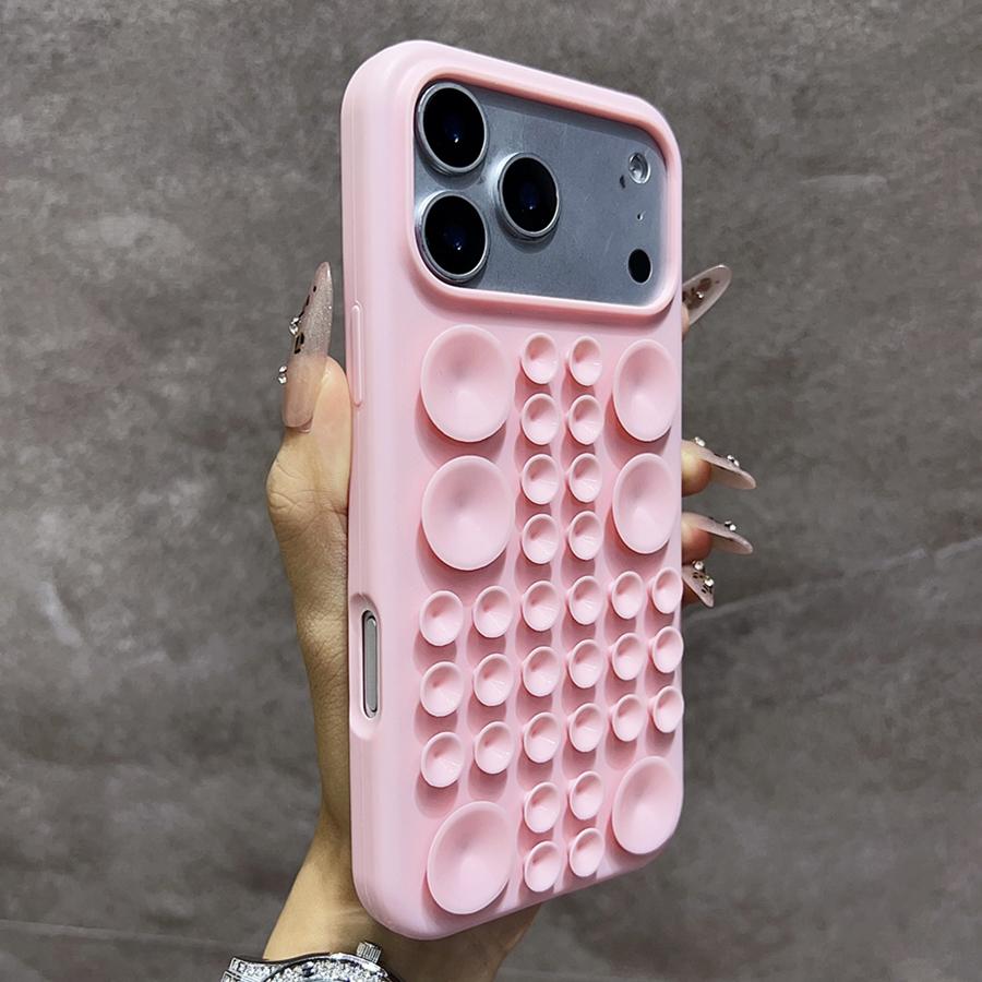 Circular Suction Cup Silicone Shockproof Phone Case For iPhone 17 Pro Max 16 15 14 Adsorption Strong Multi Function Soft Cover