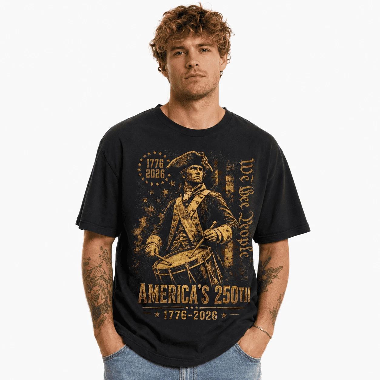 America s 250th Anniversary Revolutionary Soldiers Patriotic USA T-Shirt S