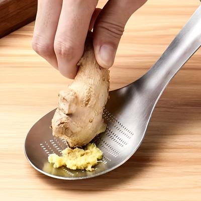 Cuchara ralladora de jengibre, cuchara ralladora de limón de acero inoxidable, mezcladora, rallador de jengibre, herramientas para moler ajo, cuchara mezcladora ralladora de queso, herramientas para hornear,