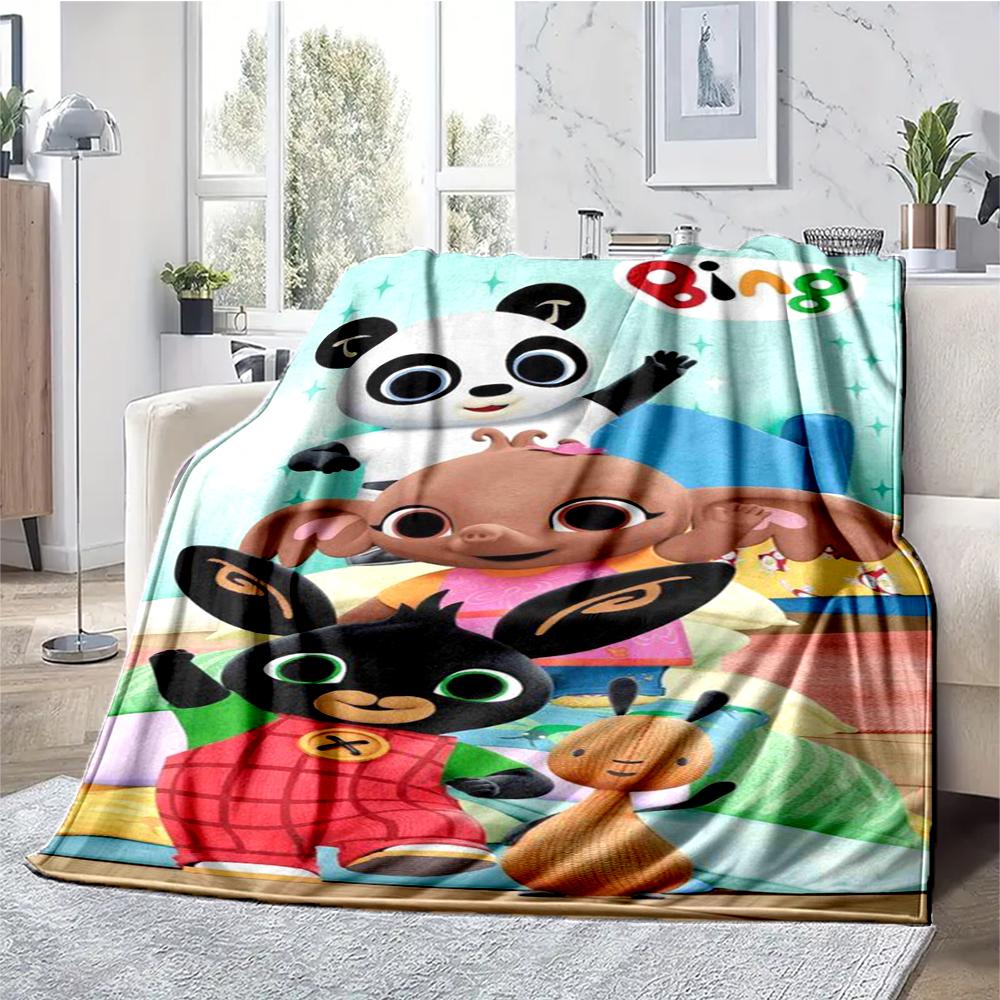 Bing Theme Printed Blanket - Perfect for Couch, Bed, Travel & Outdoor Use | Machine Washable, Cozy & Durable.