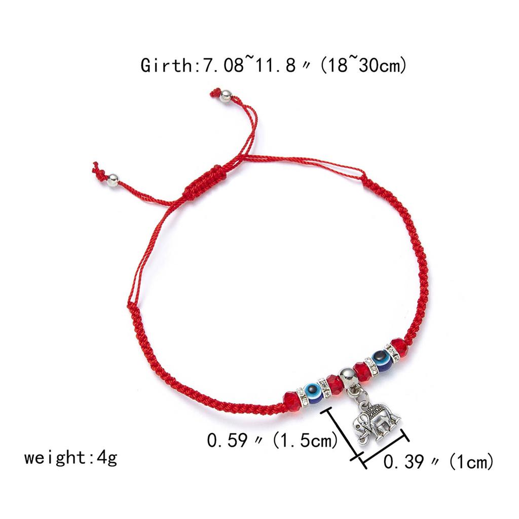Retro Handmade Woven Evil Eyes Elephant Bracelet For Women Men Simple Classic Animal Evil Eye Bracelet Bangle Friendship Jewelry