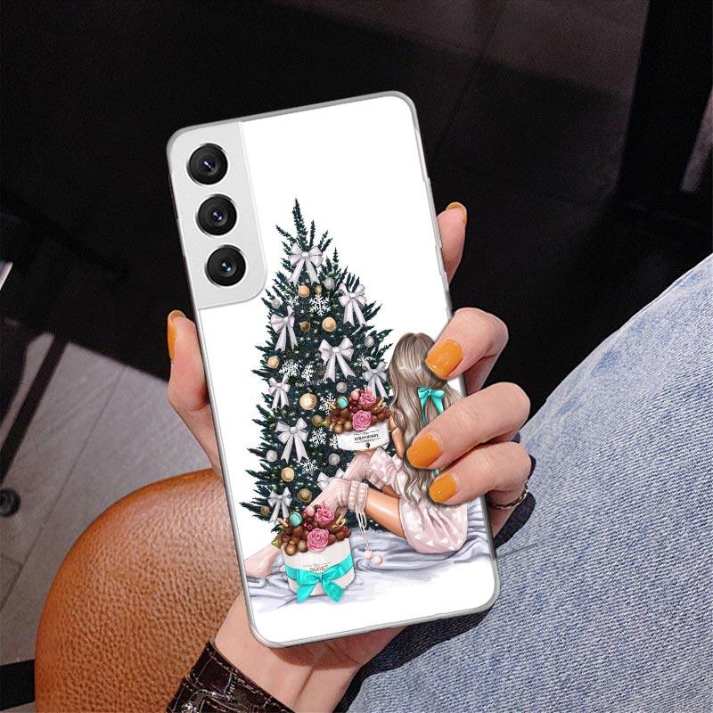 Christmas Girls Tree Gift Phone Case For Samsung Galaxy S24 S25 Edge S26 Ultra S23 S22 S21 Plus S20 FE + Personalized Print Cove