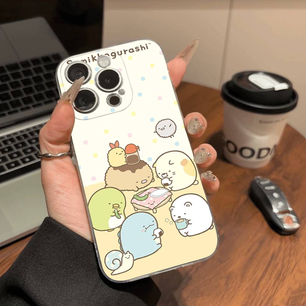 Anime S-Sumikko G-Gurashi  Transparent TPU Phone Case for iPhone 17 11 12 13 14 15 16 Pro Max 16 Plus Cover