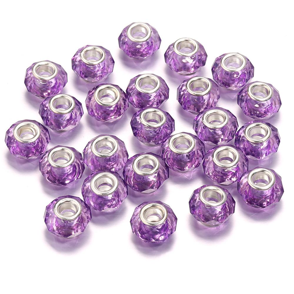 20pcs/Lot Transparent Color Faceted Resin Beads Big Hole Spacer Loose Beads for Jewelry Making DIY Bracelet Necklace