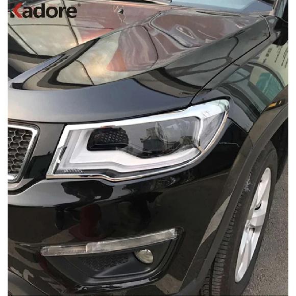 Накладка на переднюю фару автомобиля для Jeep Compass 2017 2018 Хромированные накладки на рамку передней фары Аксессуары