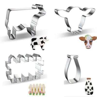 1pcs Patisserie Reposteria Cow Cattle Milk Fence Cookie Cutter Fondant Cake Decor Tool Plaste Cupcake Toppers Biscuit Mold Mould