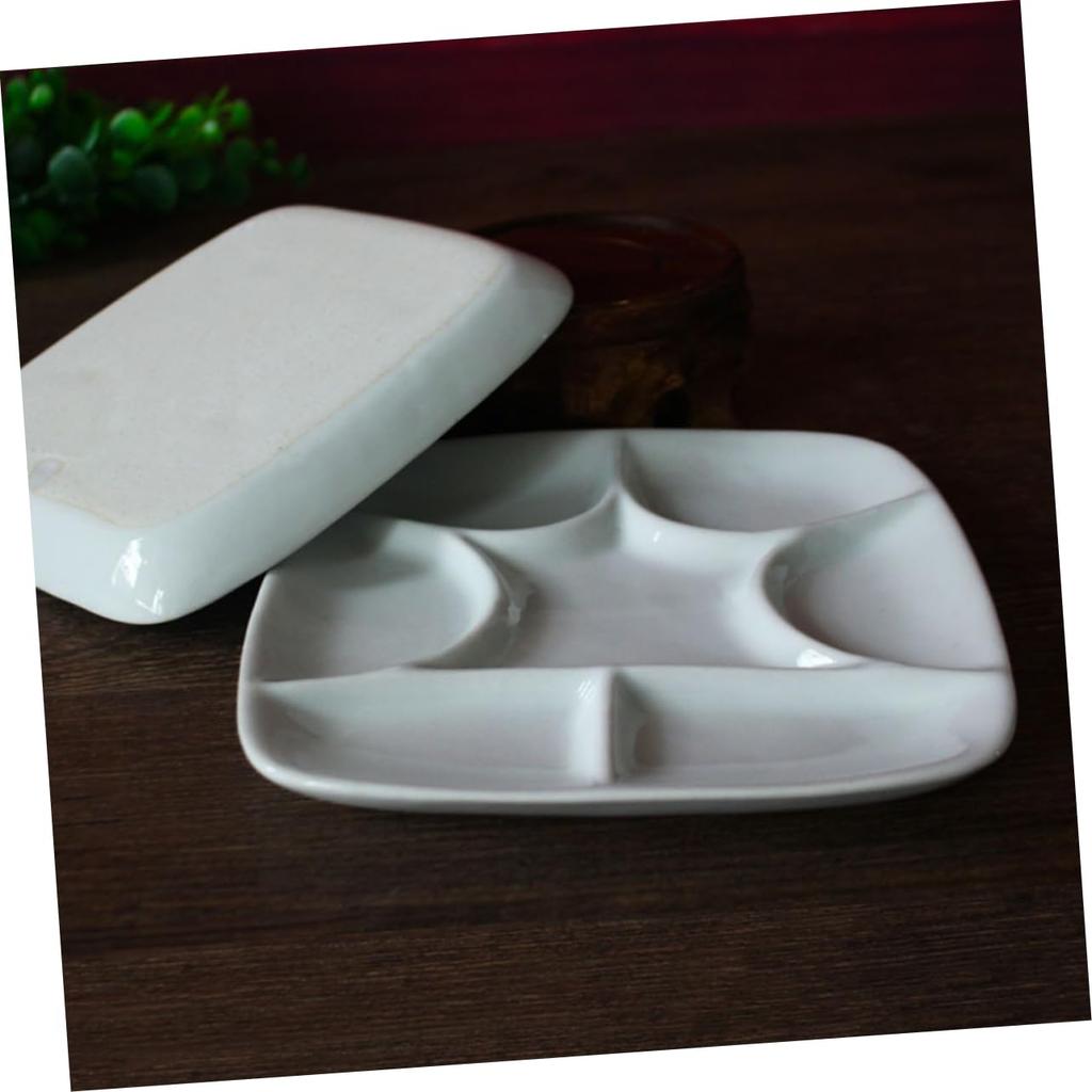 NUOBESTY Ceramic Palette, Oil Paint Palette, Porcelain Paint, Watercolor, Oil Paint Brushes, Rectangular Paint Tray, Artist, Ceramic, White