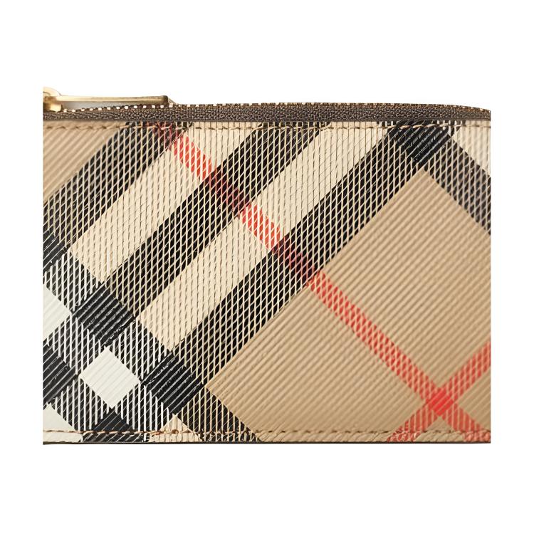 Burberry Check Woven Polyurethane Card Holder Women Accessories Beige 80942781