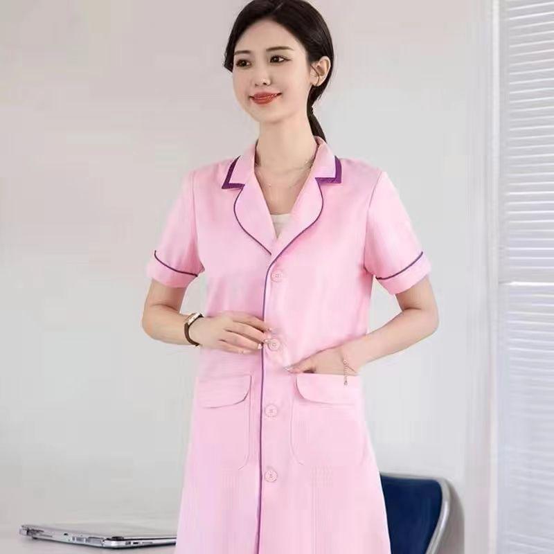 Damen Sommer-Kurzarm-Weißmantel für Schönheitsstudio-, Microblading- und Hautmanagement-Profis