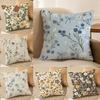 Retro Floral Classical Elegant Style Pillow Case Comfort Sofa Bed Silky Elegant Invisible Zipper Decorative Cushion Cover