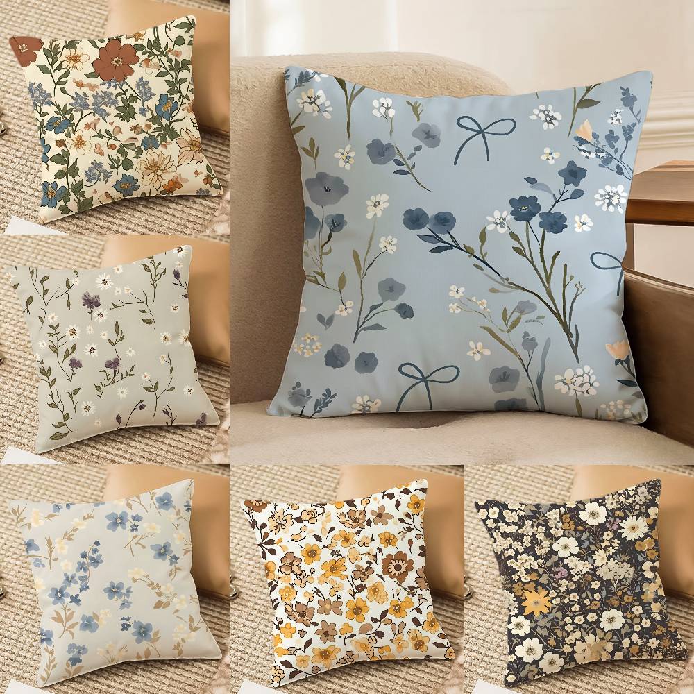 Retro Floral Classical Elegant Style Pillow Case Comfort Sofa Bed Silky Elegant Invisible Zipper Decorative Cushion Cover