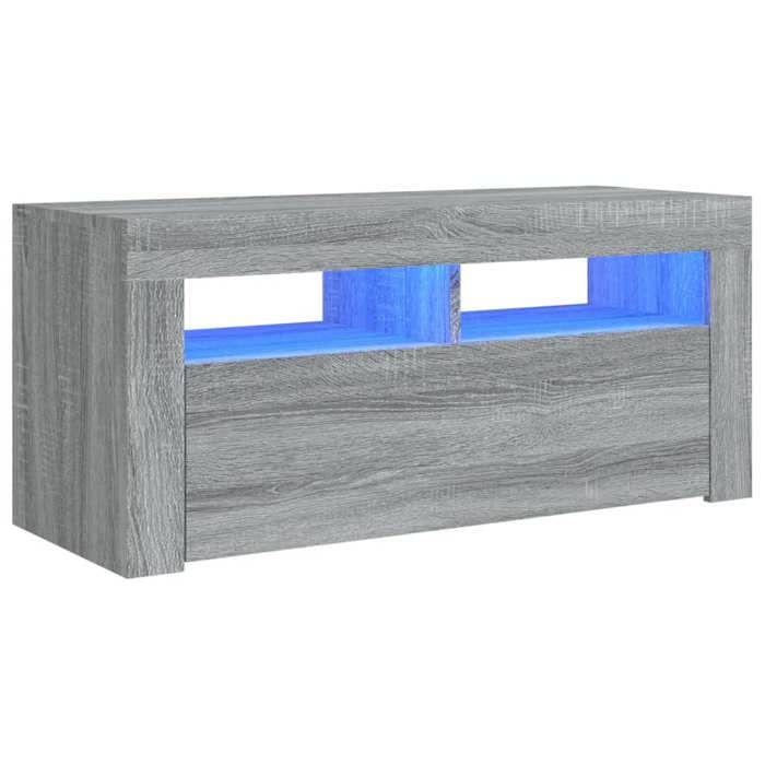 VidaXL Meuble TV avec lumières LED Sonoma gris 90x35x40 cm, support TV, armoire média, armoire hifi, unité TV, unité média, 822722