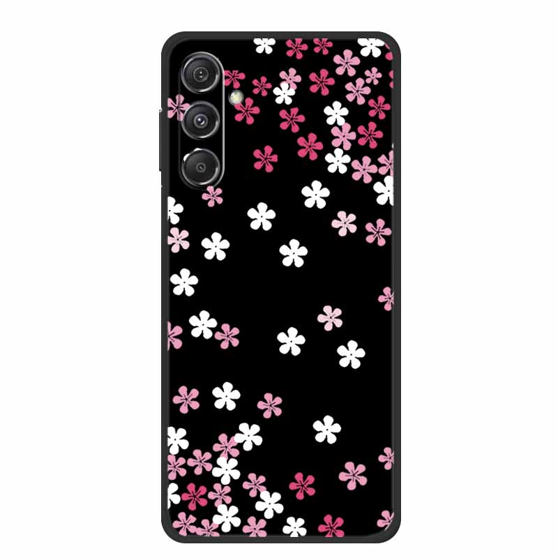 For Samsung Galaxy M36 A17 5G Case Flower Black Silicone Soft Back Cover For Samsung Galaxy S25 FE Plus Phone Case Coque Cartoon