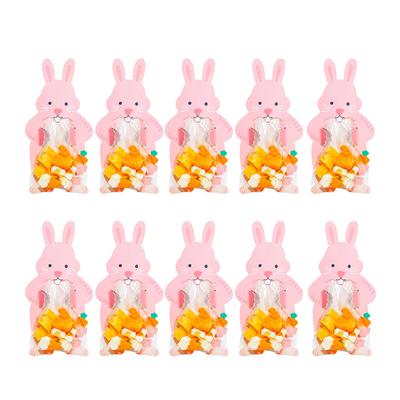 Easter Bunny Paper Card Candy Bag Cute Rabbit Chocolate Cookie Holder Packaging Bag for Easter Birthday Party Candy Dessert Wrapping Supplies
