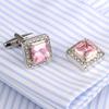 Business dress cufflinks, French shirt cuff buttons, high-quality pink crystal sleeve nails, foreign trade copper buttons 337