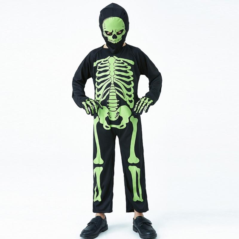 Kids Fancy Dress Up Cosplay Party Bodysuit Role Play Jumpsuit Kids Halloween Costumes Scary Skeleton Costumes for Kids