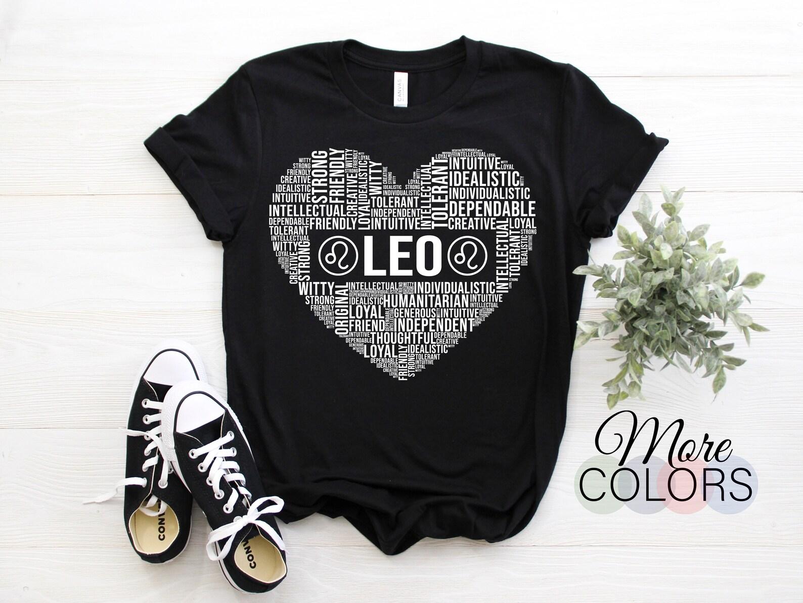 Leo Facts Traits Horoscope Zodiac Astrological Sign Love Heart T-Shirt, Born On July 23 - August 22 Gifts, Leo Birthday Christmas Present, 100