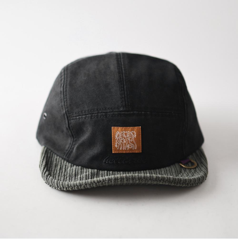Fashion Hat Corduroy Splicing Cloth Label Color Matching Short-brimmed Hat Men's and Women's Simple Casual Versatile Fashion Trend Five-piece Hat