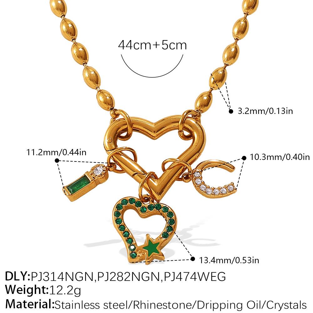 Stainless steel multi-element pendant DIY necklace heart-shaped pendant gold-plated oil drop pendant necklace