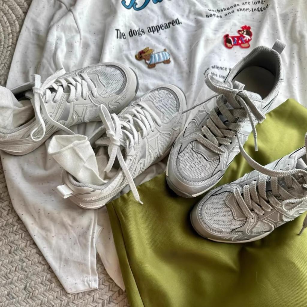 European Platform Dad Shoes Women's 2025 Spring New Casual Shoes Breathable Mesh Round Head Versatile Lightweight Single Shoes