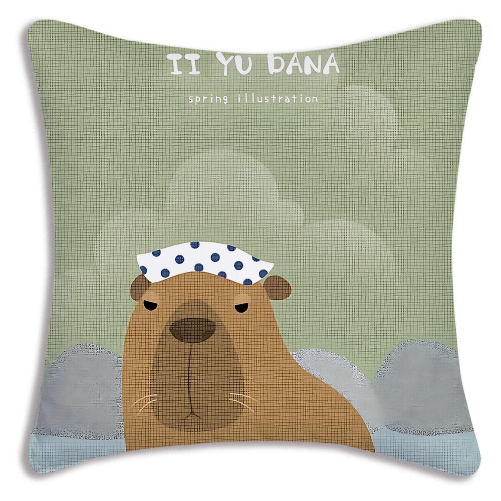 Cute animal C-Capybaras Pillow Covers Cartoon Sofa Decorative Home Double-sided Printing Short Plush Cute Cushion Cover
