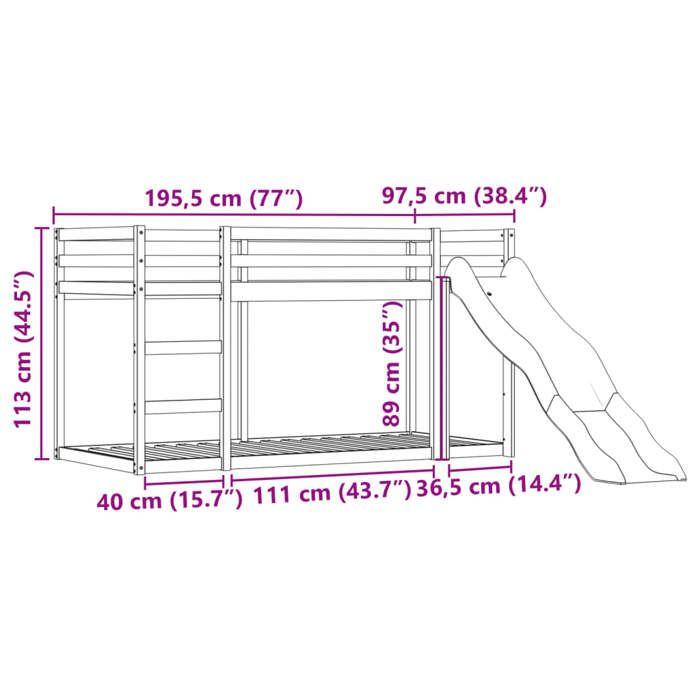 VidaXL Bunk Bed Without Mattress with Slide and Curtains 90x190 Cm 3284210