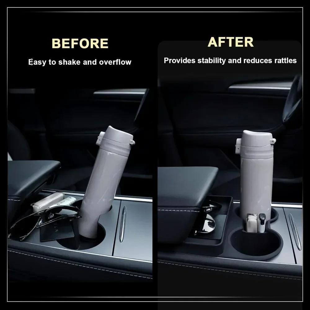 Cup Holder Insert Center Console Water Cup Limit Clamp Under Armrest Box Storage Tray Holder Accessories for Tesla Model 3 Y