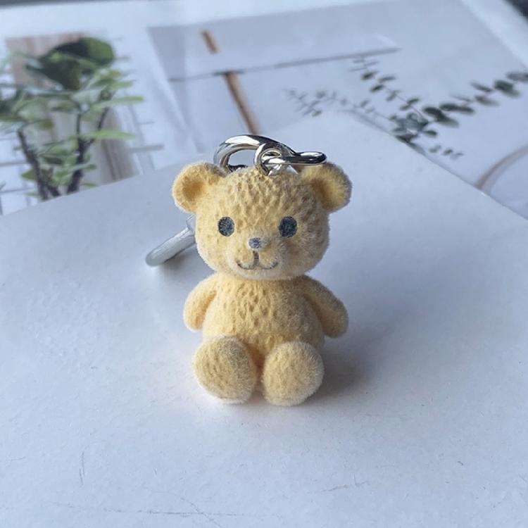 Portachiavi Ciondolo Orso in Resina Stiloso Portachiavi Ciondolo Orso Floccato alla Moda Accessorio Per Coppie e Regalo
