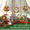 DIY Diamantmalerei Weihnachtsornamente 6 Stück Holz Runde Anhänger Harz Edelstein Feiertagsdekorations-Set