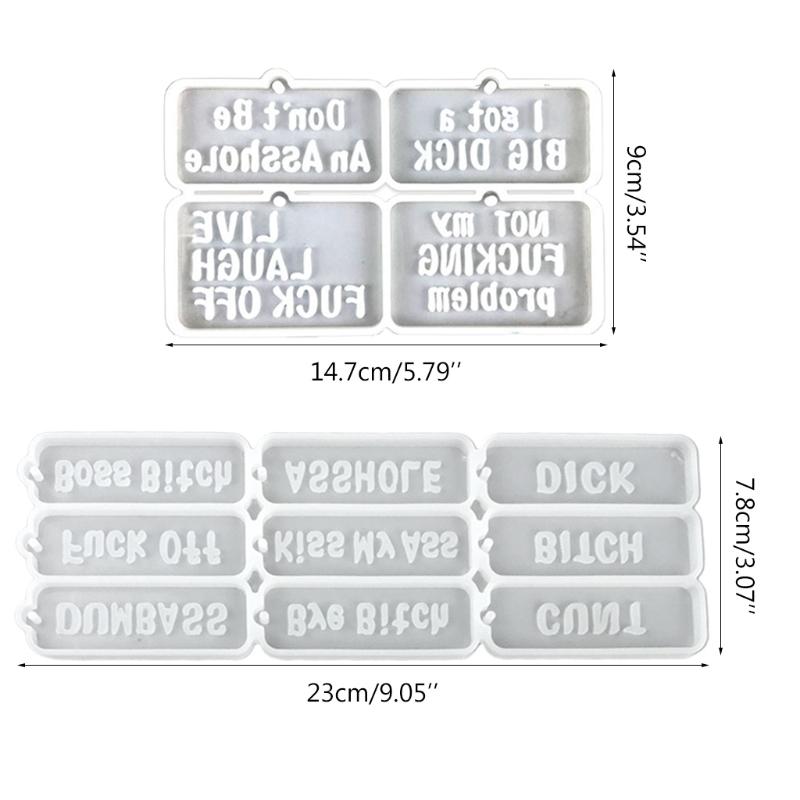2PCS Word Resin Molds Silicone Keychain Epoxy Casting Mold for Key Fob Luggage Tag for DIY 2Pieces Crafts Pendant Making