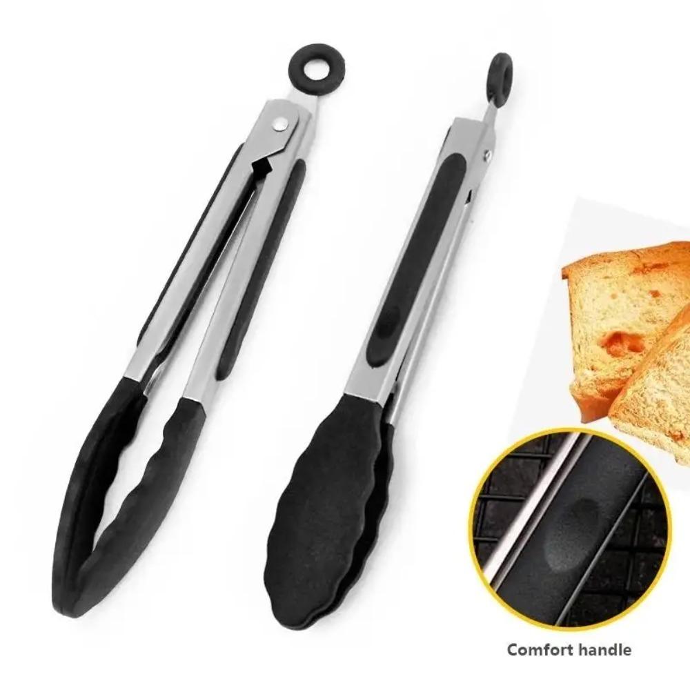 7/9/12inch Silicone Kitchen BBQ Tongs Stainless Steel Locking Cooking Tongs with Silicone Tips Non-Slip Food Tongs for Cooking