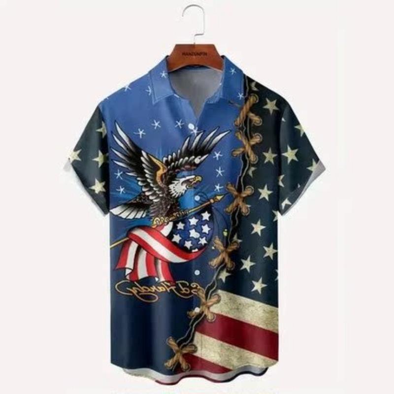 Men S Summer Short Sleeve Shirt 3d Print Striped Color Block Casual