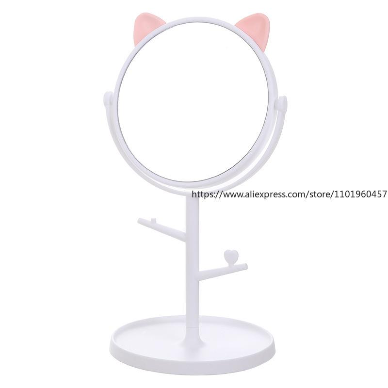 Cat Ear Vanity Mirror High-Definition Tabletop Rotatable Makeup Mirror Creative Princess-Style Mirror for Girls' Dressing Table