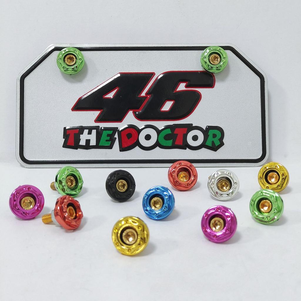 ISGTDRM Motorcycle License Plate Holder Bolt Screw 6MM Red Hexagonal License Plate Fairing Bolt Screw Motor Decoration