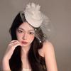 French Style Bridal Headdress Pearl Feather Flower Wedding Veil Hat New Bridal Headwear  Tiaras
