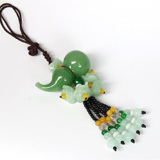 Jade Pendant, Jade Gourd Car Pendant Car Rearview Mirror Decoration Accessories Car Ornaments