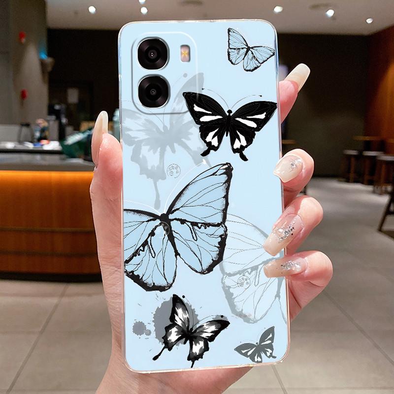 Custodia Per OPPO A6X 4G A6 Fiore Farfalla Cover Protettiva OPPOA6X 5G CPH2823 CPH2819 Trasparente Morbido Silicone TPU Copri Telefono
